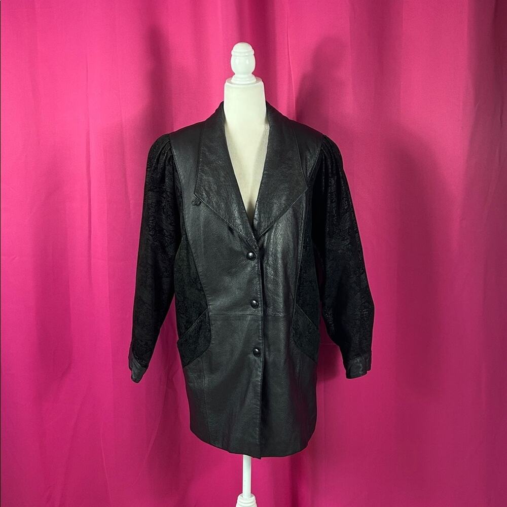Vintage‎ 80s Wilsons leather baroque patterned leather jacket, size xs